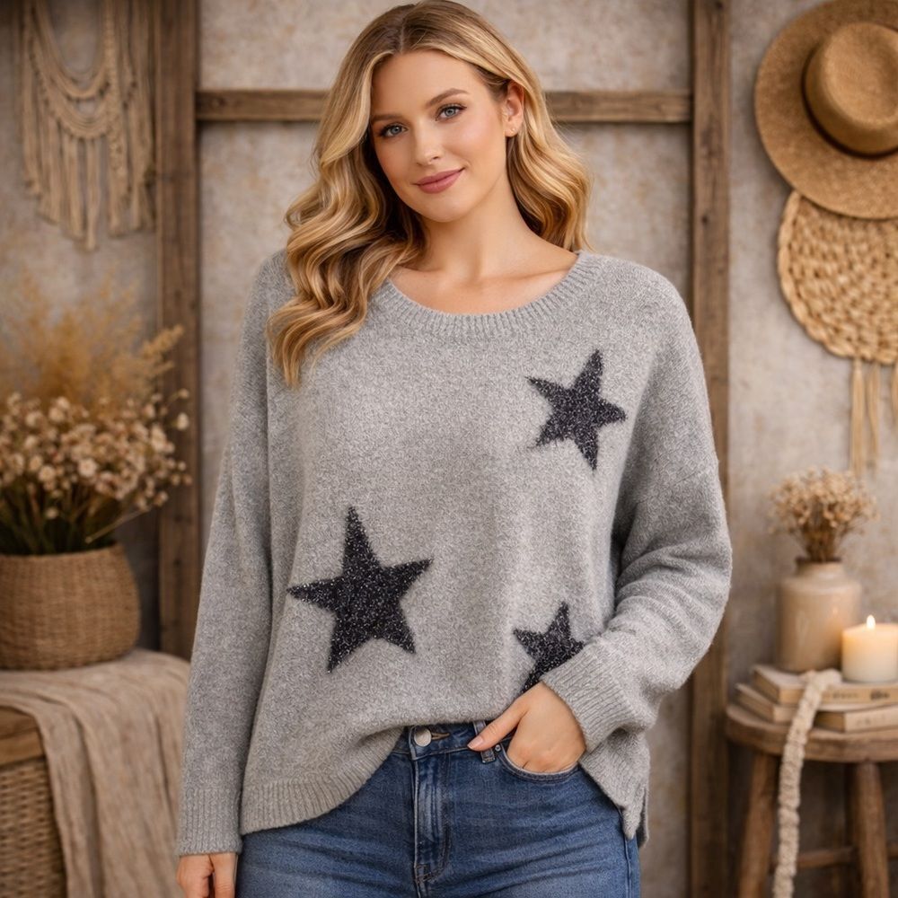 For The Republic Crew Neck‎ Star Sweater Size 1X